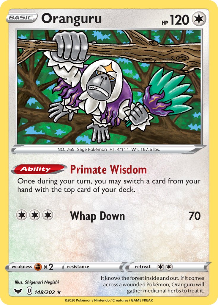 (148/202) Pokemon TCG Sword & Shield Single: Oranguru Holo Rare
