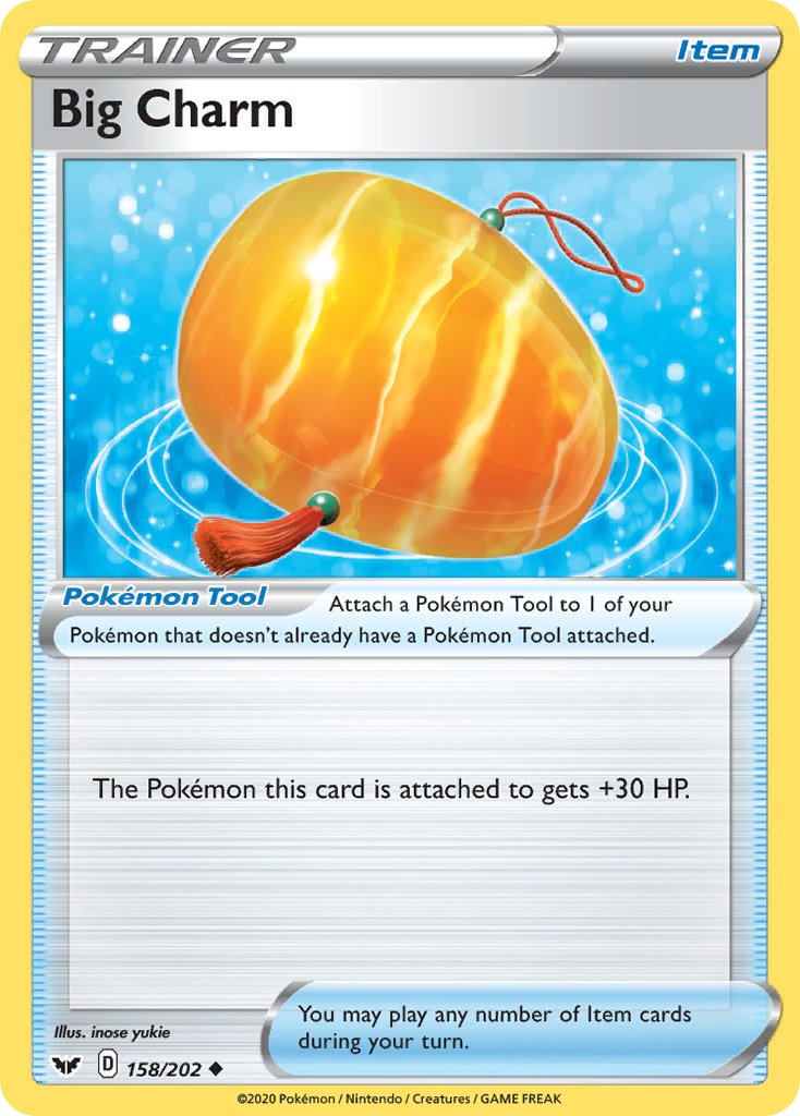 (158/202) Pokemon TCG Sword & Shield Single: Big Charm Reverse Holo Uncommon