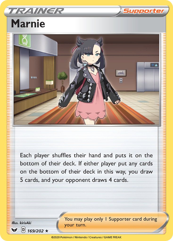 (169/202) Pokemon TCG Sword & Shield Single: Marnie Reverse Holo Holo Rare