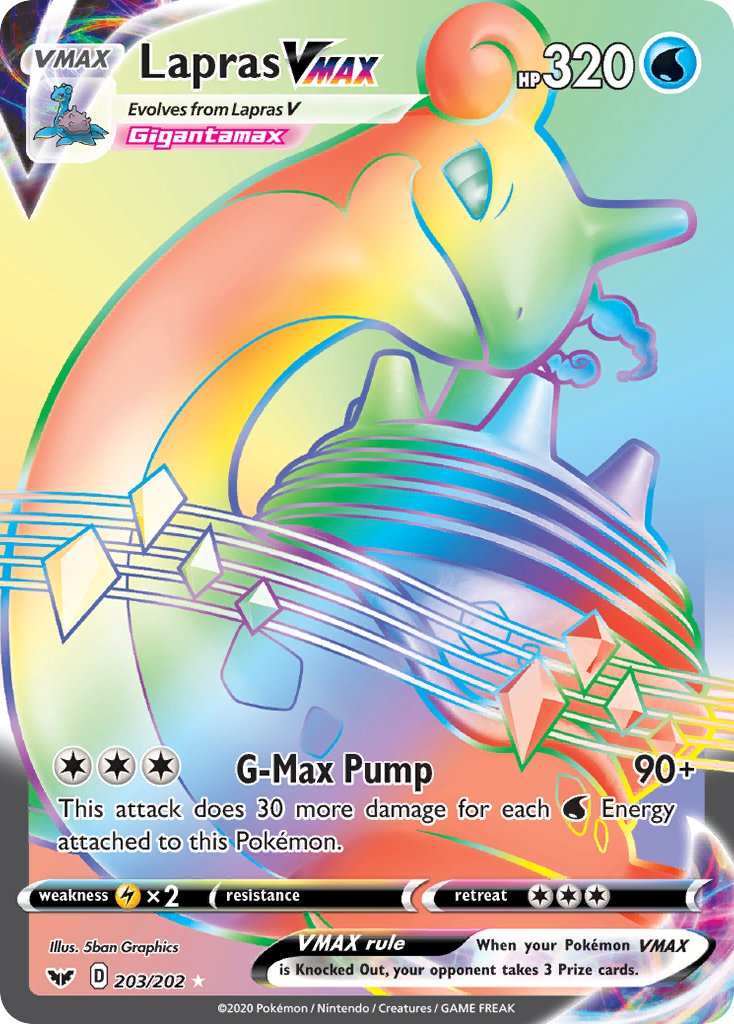 (203/202) Pokemon TCG Sword & Shield Single: Lapras VMAX Secret Rare