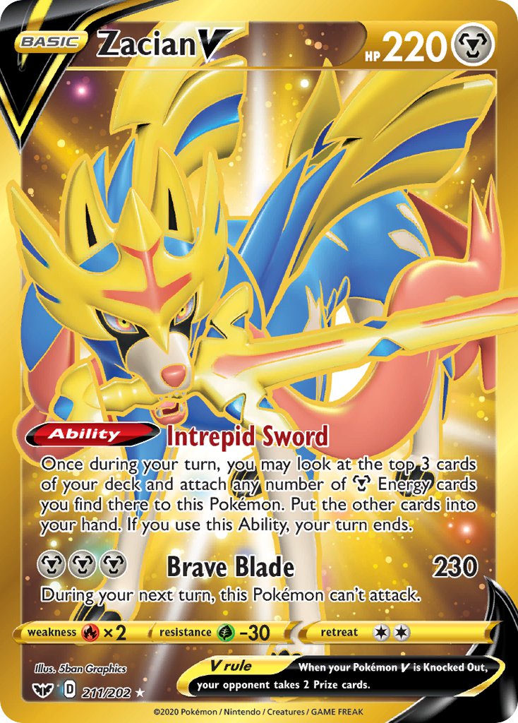 (211/202) Pokemon TCG Sword & Shield Single: Zacian V Secret Rare