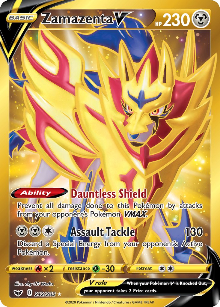 (212/202) Pokemon TCG Sword & Shield Single: Zamazenta V Secret Rare