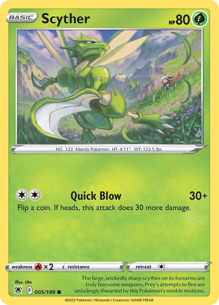 (005/189) Pokemon TCG Astral Radiance Single: Scyther Common