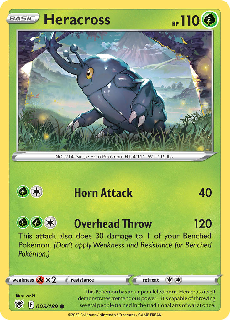 (008/189) Pokemon TCG Astral Radiance Single: Heracross Common