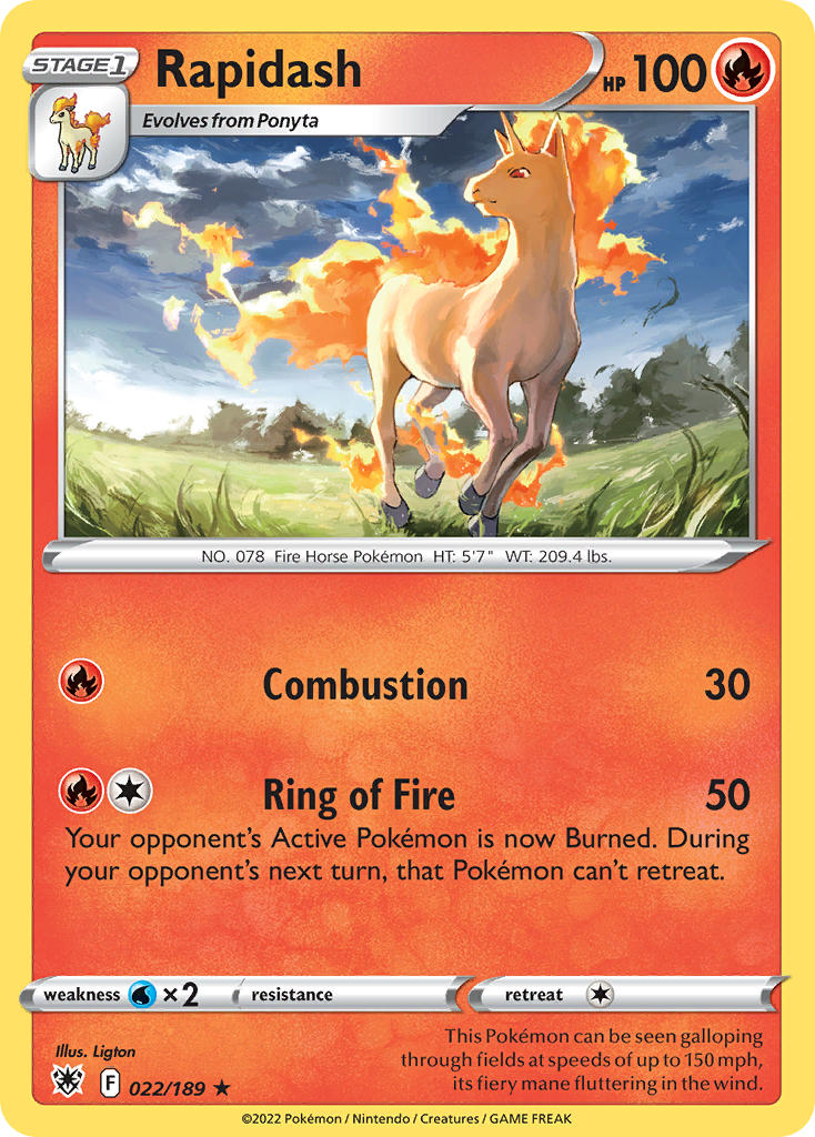 (022/189) Pokemon TCG Astral Radiance Single: Rapidash Rare