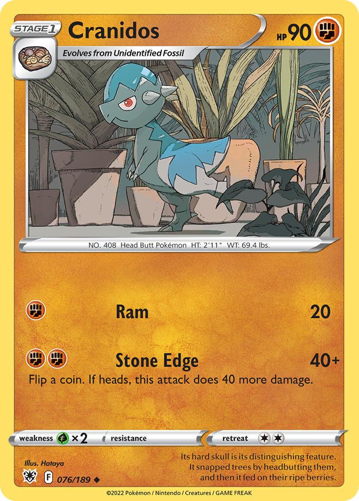 (076/189) Pokemon TCG Astral Radiance Single: Cranidos Uncommon