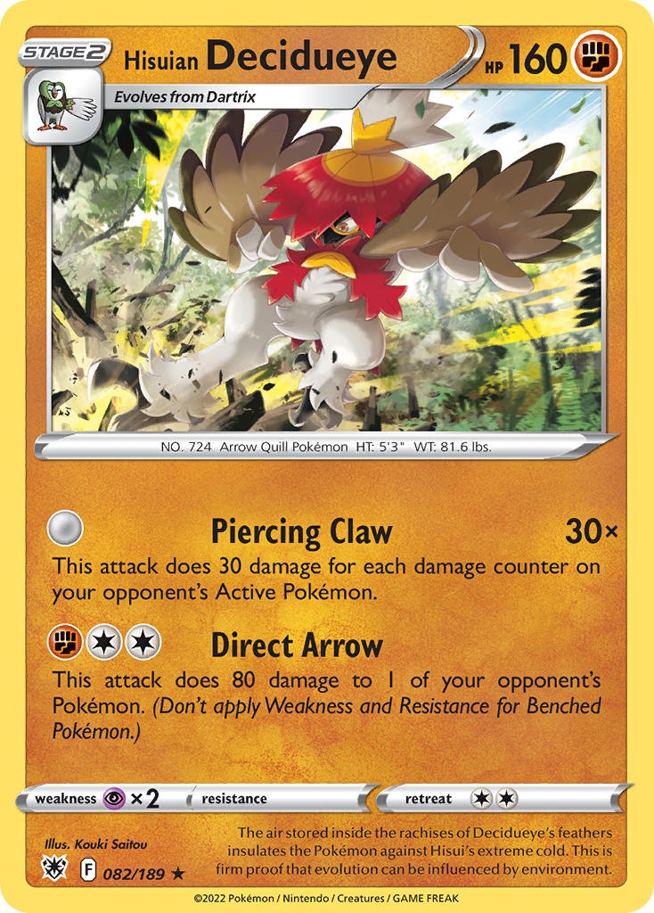 (082/189) Pokemon TCG Astral Radiance Single: Hisuian Decidueye Reverse Holo Holo Rare