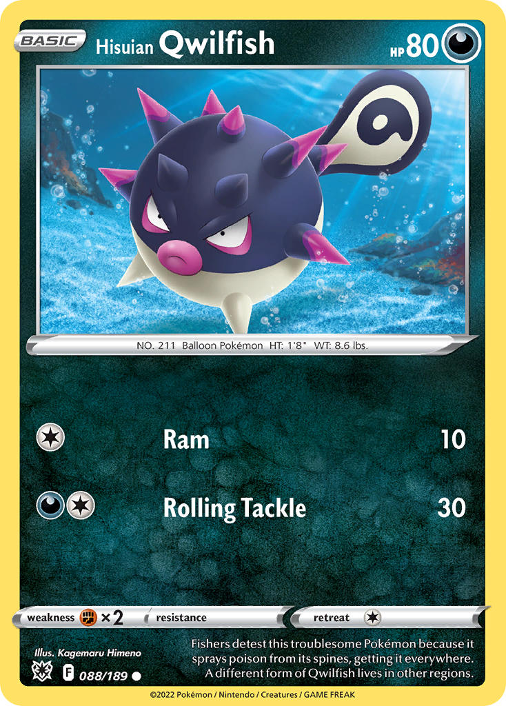 (088/189) Pokemon TCG Astral Radiance Single: Hisuian Qwilfish Reverse Holo Common