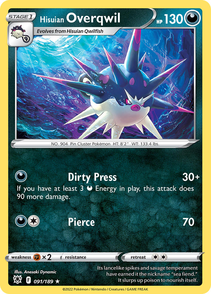 (091/189) Pokemon TCG Astral Radiance Single: Hisuian Overqwil Reverse Holo Rare