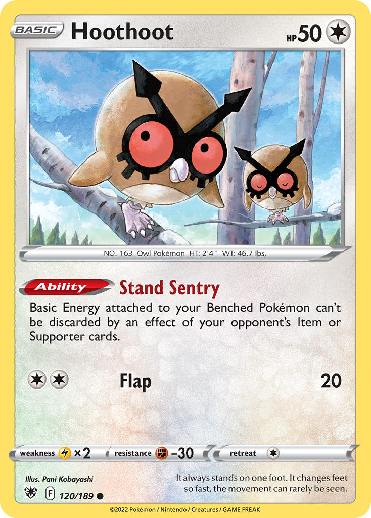 (120/189) Pokemon TCG Astral Radiance Single: Hoothoot Reverse Holo Common