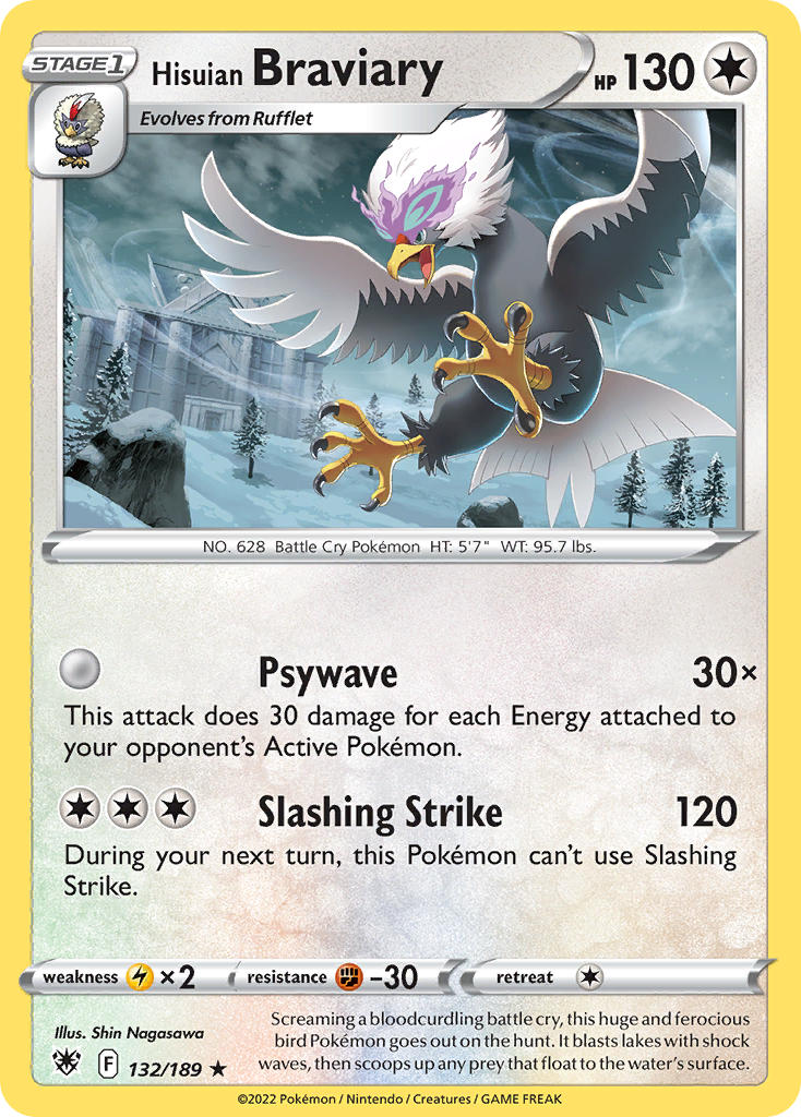 (132/189) Pokemon TCG Astral Radiance Single: Hisuian Braviary Rare