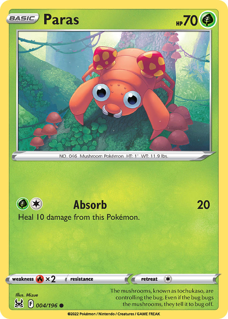 (004/196) Pokemon TCG Lost Origin Single: Paras Common