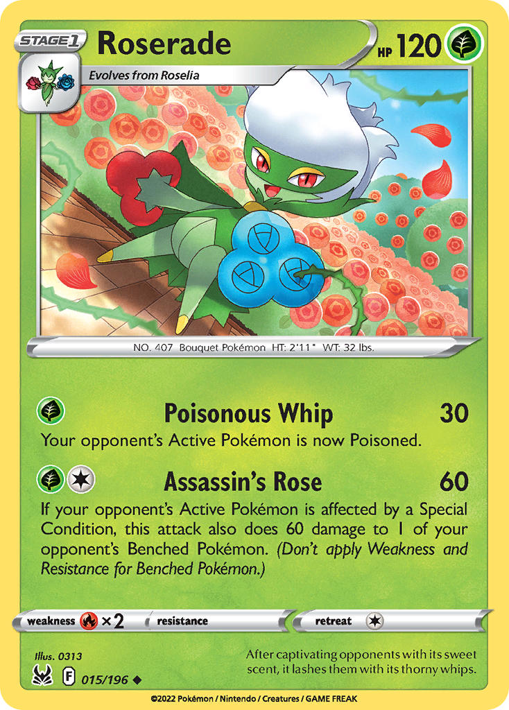 (015/196) Pokemon TCG Lost Origin Single: Roserade Uncommon