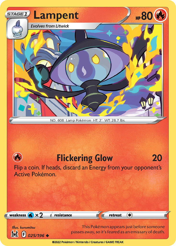 (025/196) Pokemon TCG Lost Origin Single: Lampent Uncommon