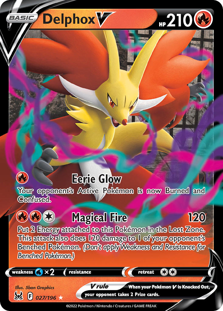 (027/196) Pokemon TCG Lost Origin Single: Delphox V Ultra Rare