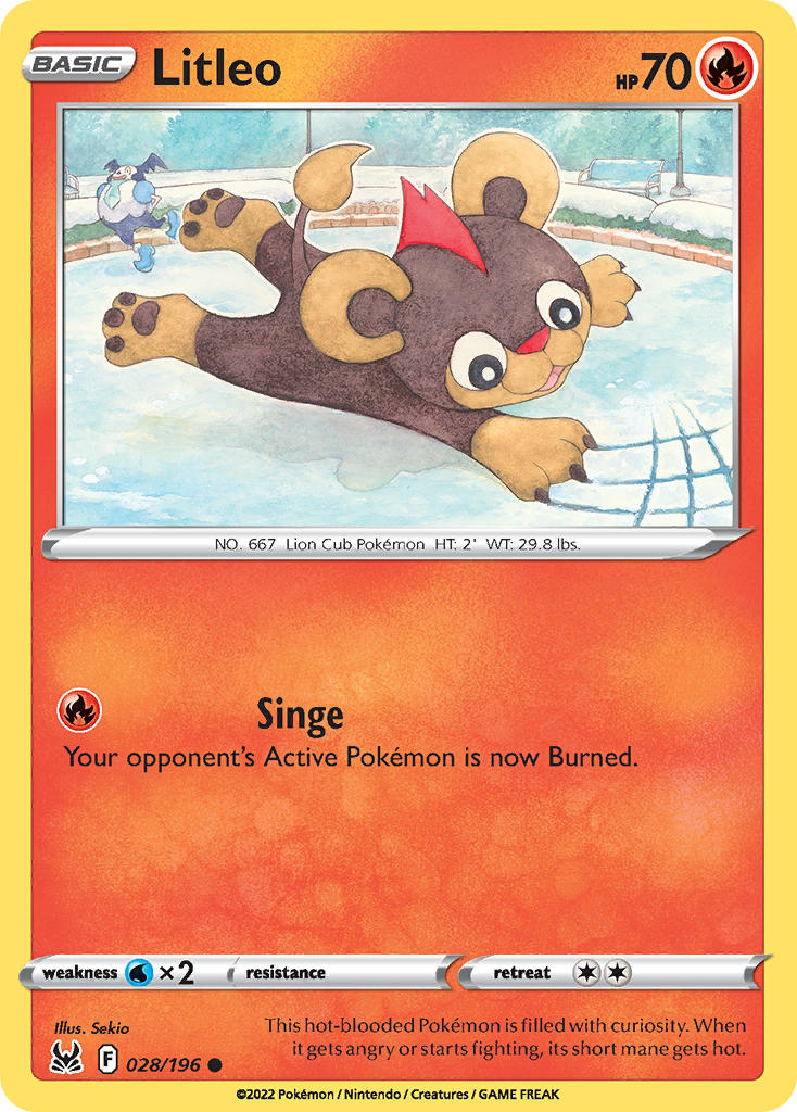(028/196) Pokemon TCG Lost Origin Single: Litleo Common