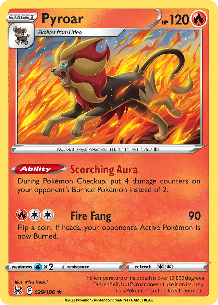 (029/196) Pokemon TCG Lost Origin Single: Pyroar Holo Rare