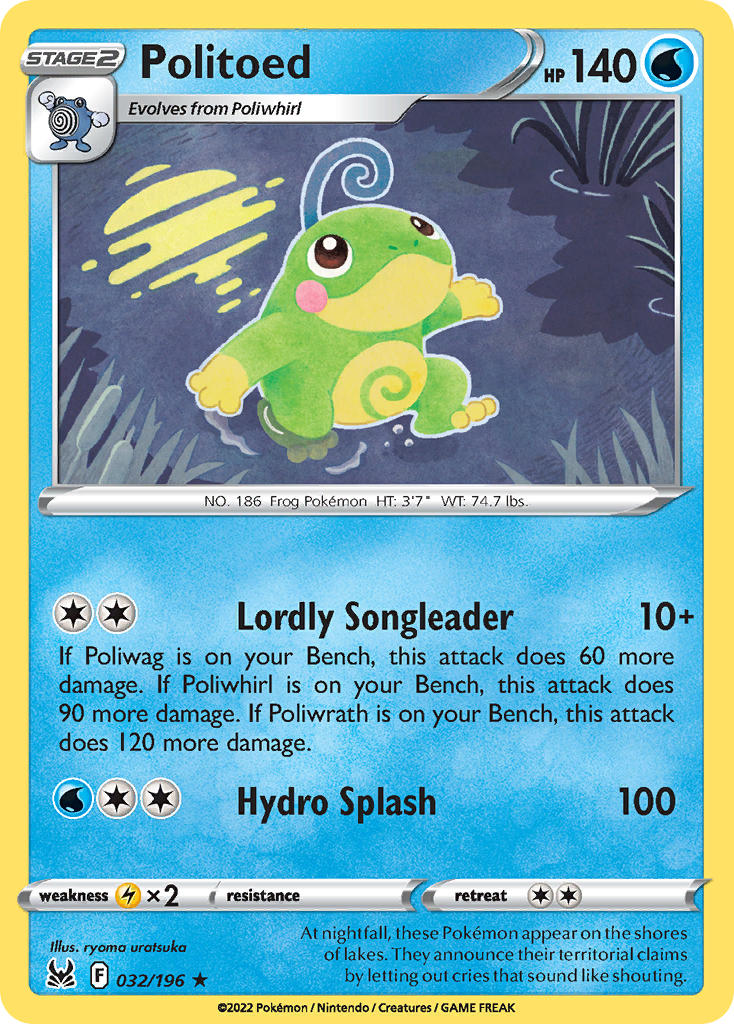 (032/196) Pokemon TCG Lost Origin Single: Politoed Rare