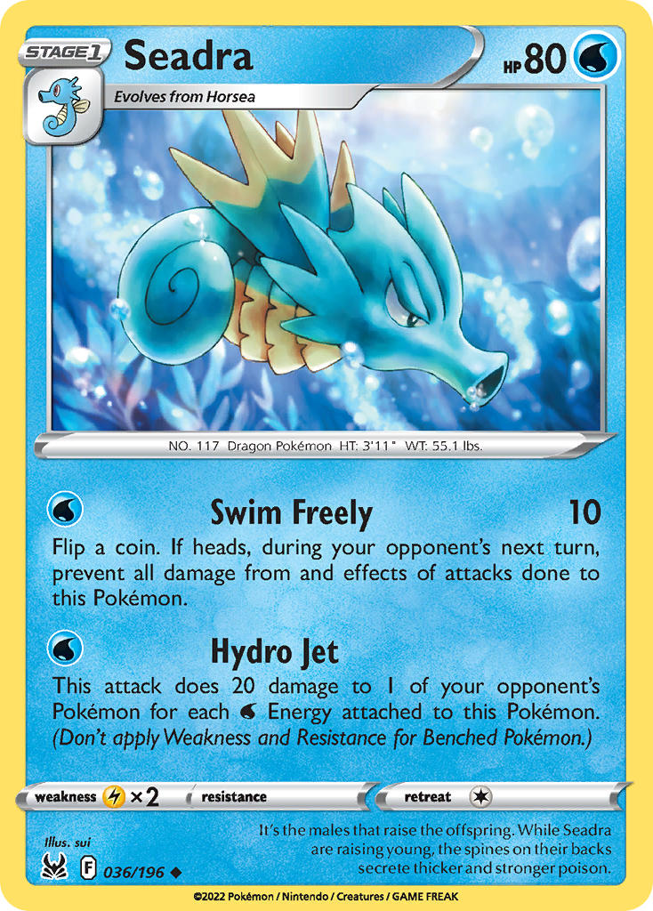 (036/196) Pokemon TCG Lost Origin Single: Seadra Uncommon