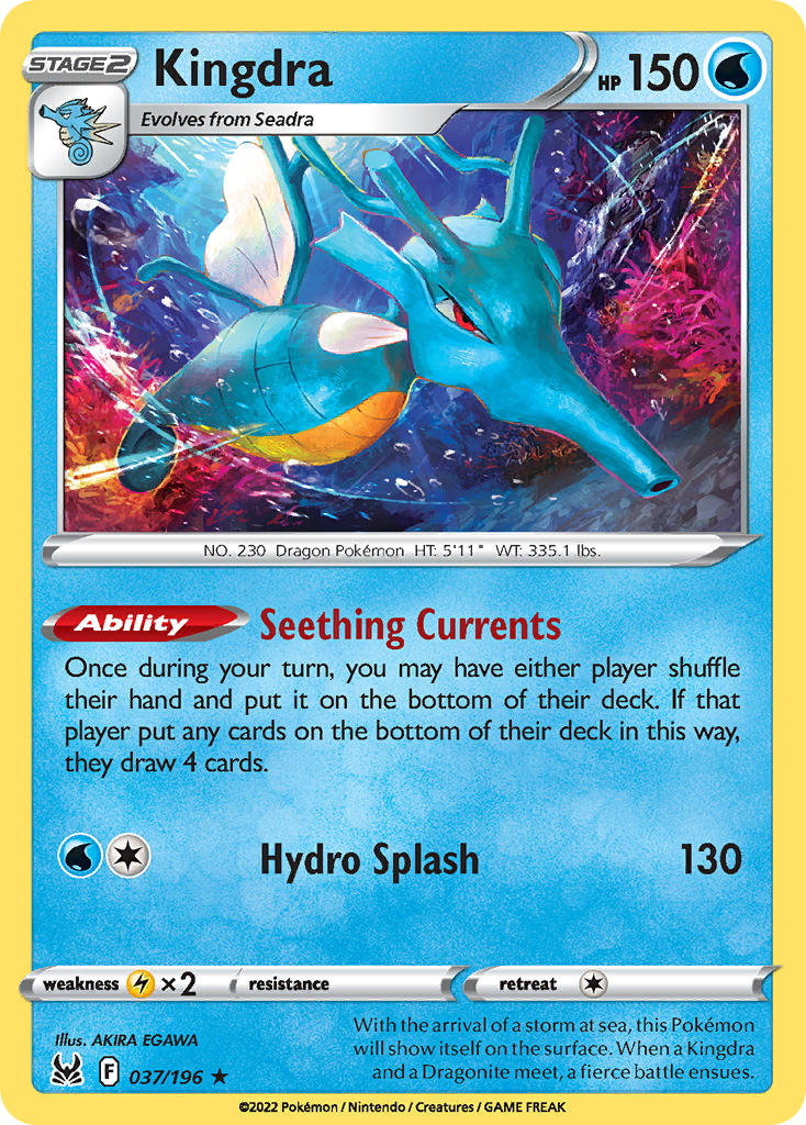 (037/196) Pokemon TCG Lost Origin Single: Kingdra Holo Rare