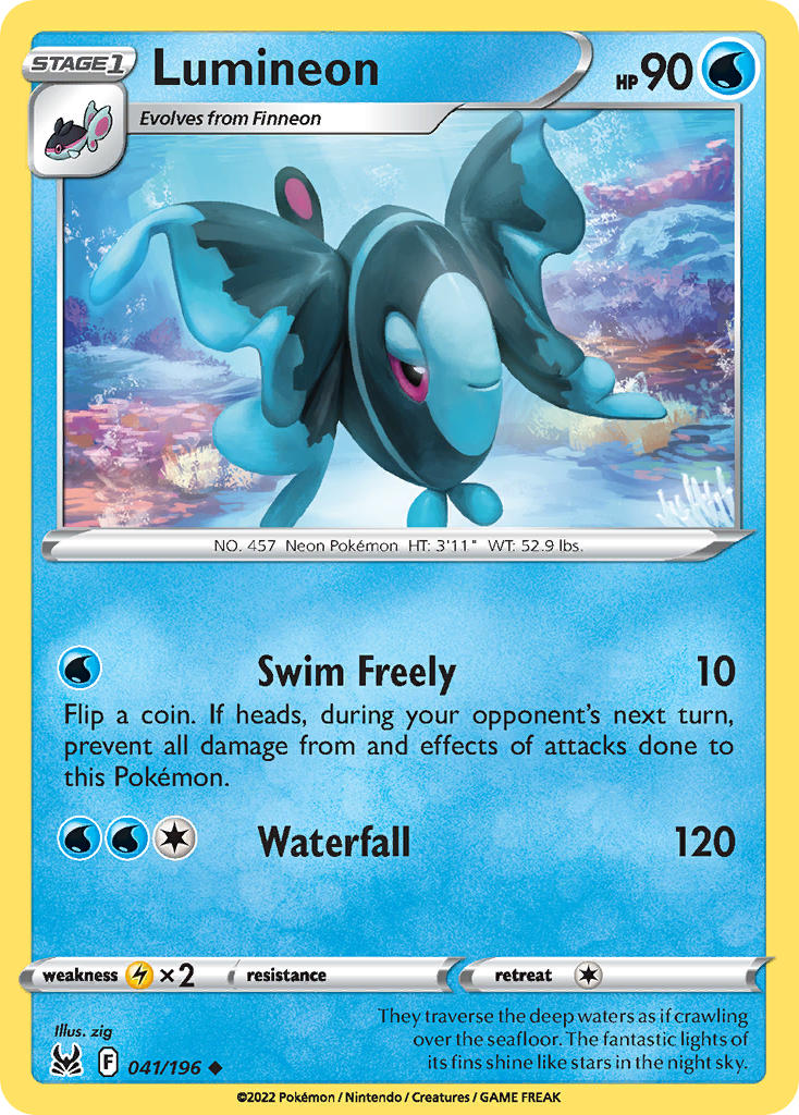 (041/196) Pokemon TCG Lost Origin Single: Lumineon Reverse Holo Uncommon