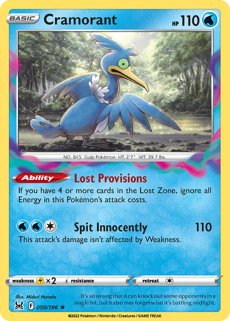 (050/196) Pokemon TCG Lost Origin Single: Cramorant Reverse Holo Rare