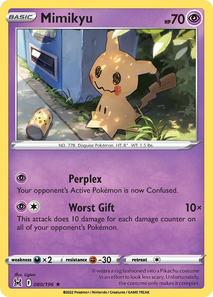 (080/196) Pokemon TCG Lost Origin Single: Mimikyu Reverse Holo Rare