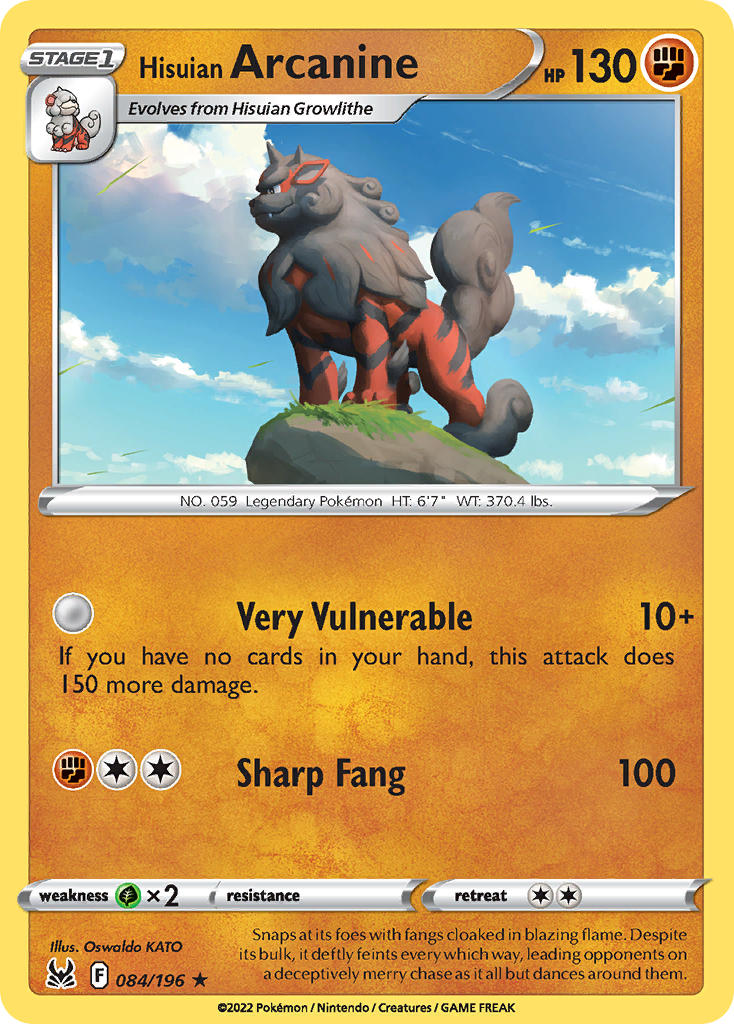 (084/196) Pokemon TCG Lost Origin Single: Hisuian Arcanine Holo Rare