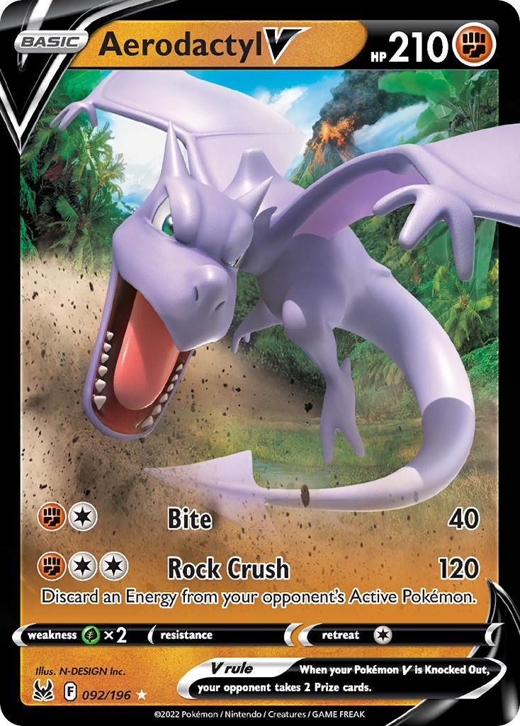 (092/196) Pokemon TCG Lost Origin Single: Aerodactyl V Ultra Rare