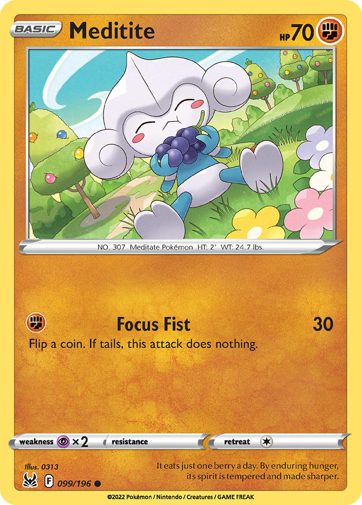 (099/196) Pokemon TCG Lost Origin Single: Meditite Common