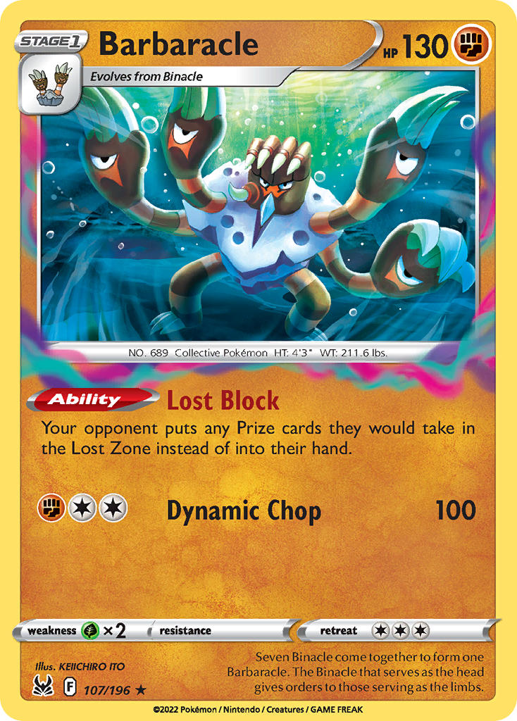 (107/196) Pokemon TCG Lost Origin Single: Barbaracle Holo Rare