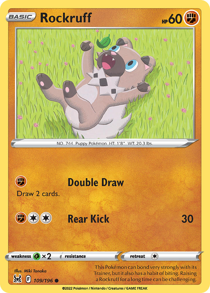(109/196) Pokemon TCG Lost Origin Single: Rockruff Reverse Holo Common