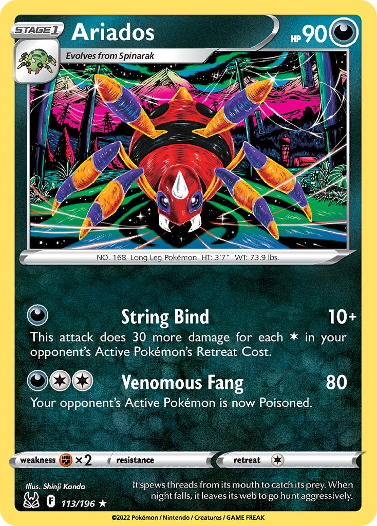 (113/196) Pokemon TCG Lost Origin Single: Ariados Rare