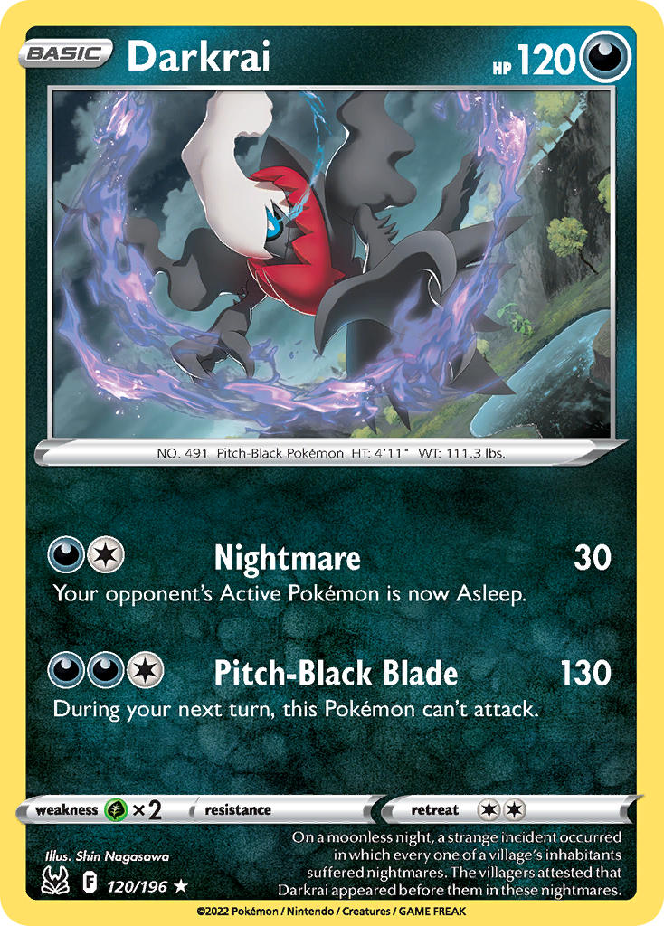 (120/196) Pokemon TCG Lost Origin Single: Darkrai Holo Rare