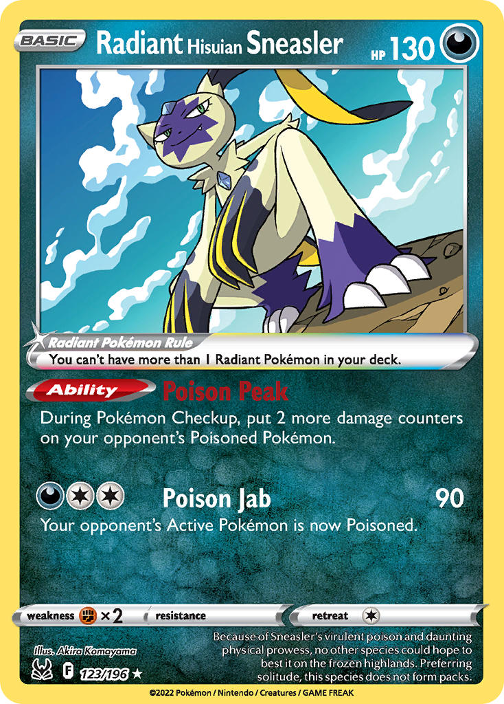 (123/196) Pokemon TCG Lost Origin Single: Radiant Hisuian Sneasler Ultra Rare