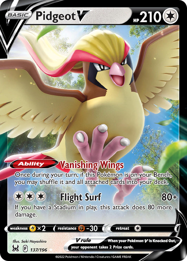 (137/196) Pokemon TCG Lost Origin Single: Pidgeot V Ultra Rare
