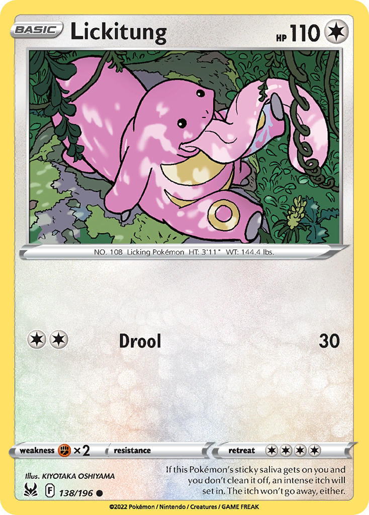 (138/196) Pokemon TCG Lost Origin Single: Lickitung Reverse Holo Common