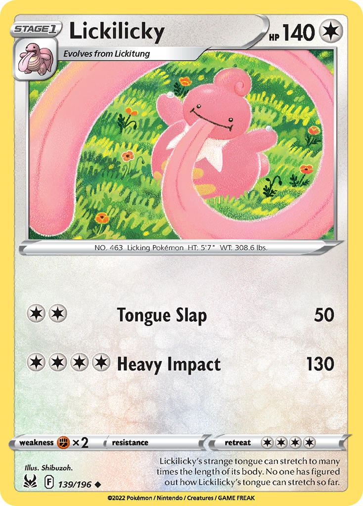 (139/196) Pokemon TCG Lost Origin Single: Lickilicky Reverse Holo Uncommon