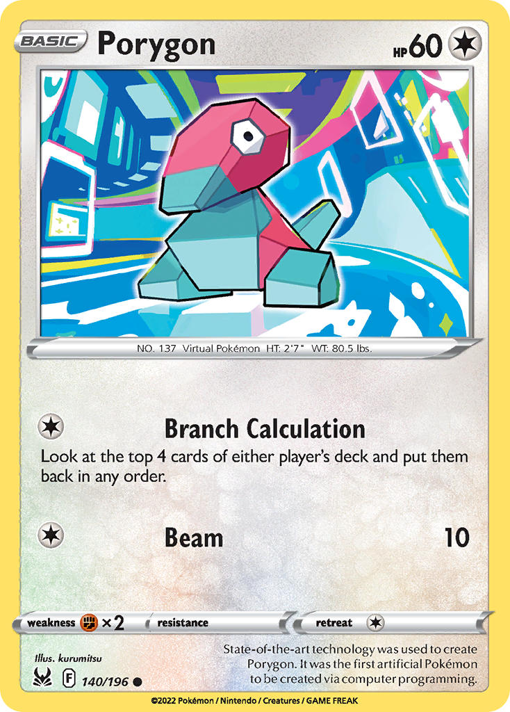 (140/196) Pokemon TCG Lost Origin Single: Porygon Common