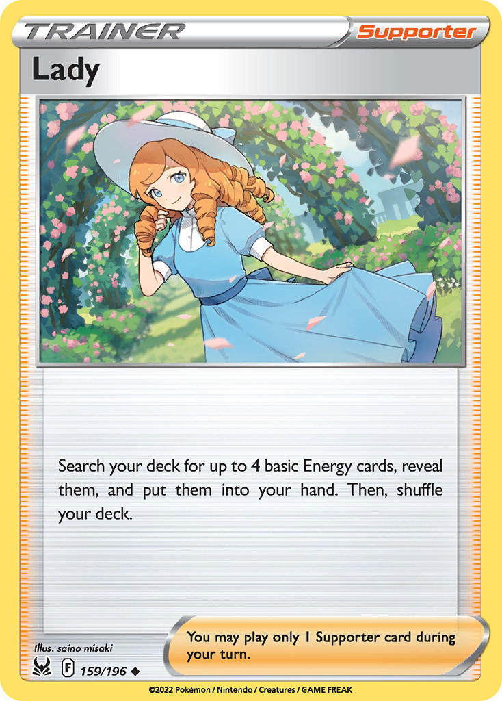 (159/196) Pokemon TCG Lost Origin Single: Lady Reverse Holo Uncommon
