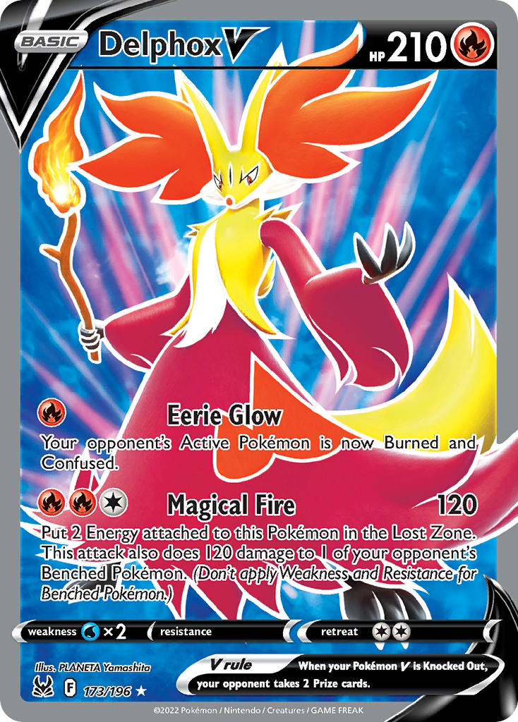 (173/196) Pokemon TCG Lost Origin Single: Delphox V Ultra Rare