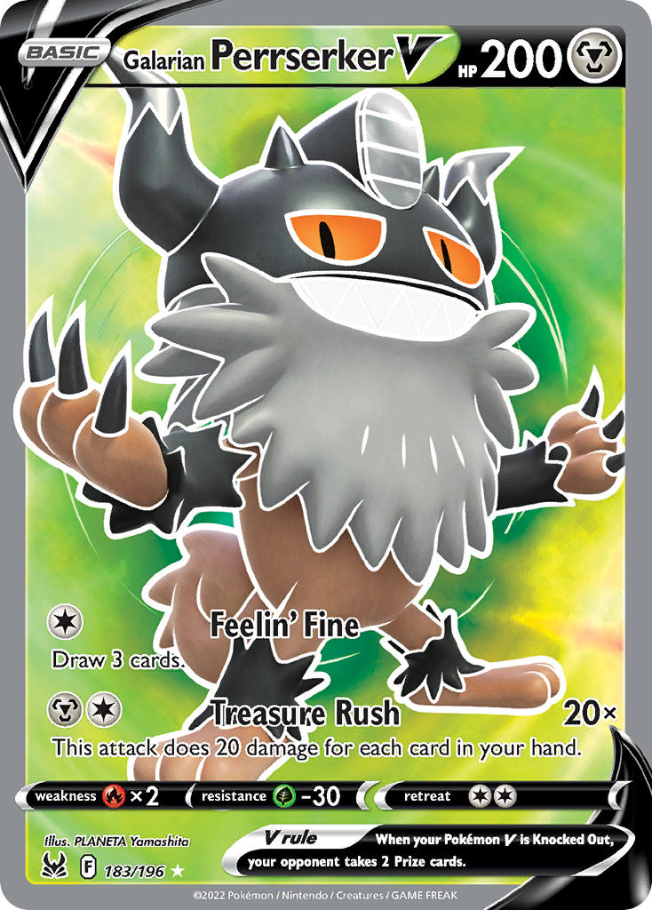 (183/196) Pokemon TCG Lost Origin Single: Galarian Perrserker V Ultra Rare