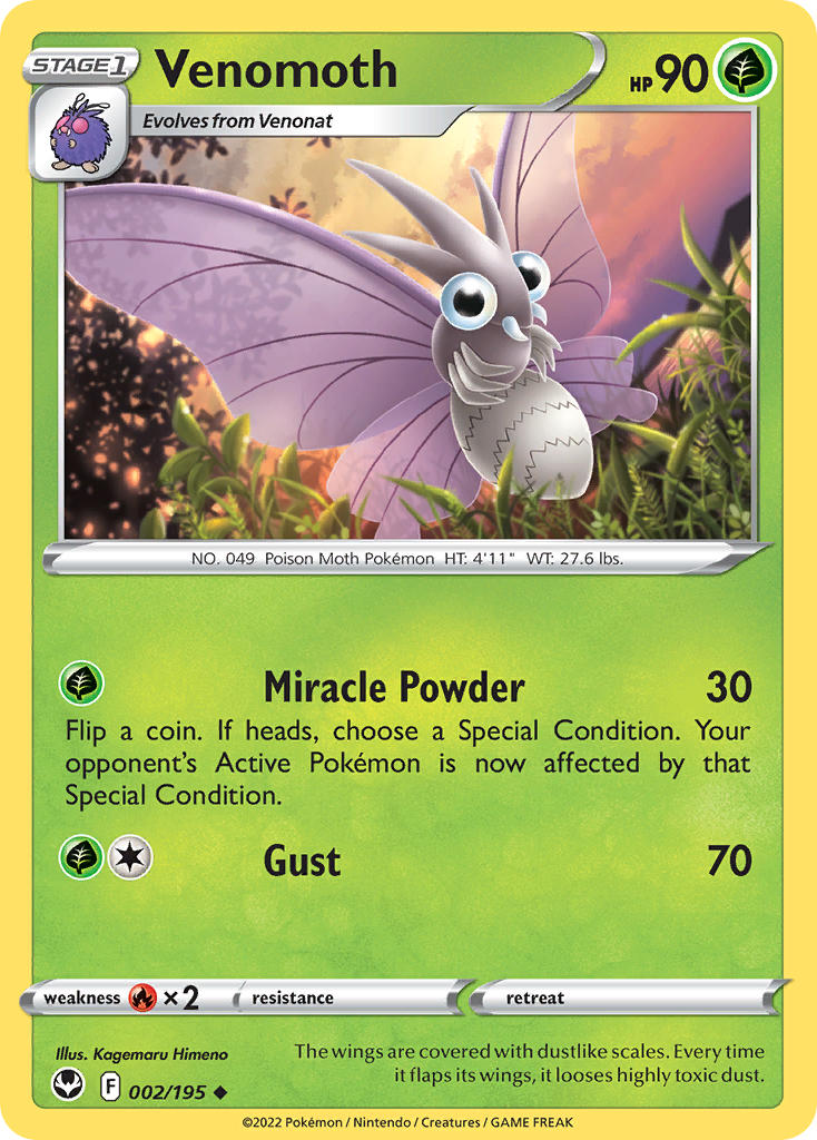 (002/195) Pokemon TCG Silver Tempest Single: Venomoth Uncommon