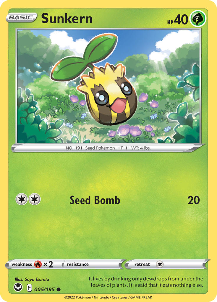 (005/195) Pokemon TCG Silver Tempest Single: Sunkern Common