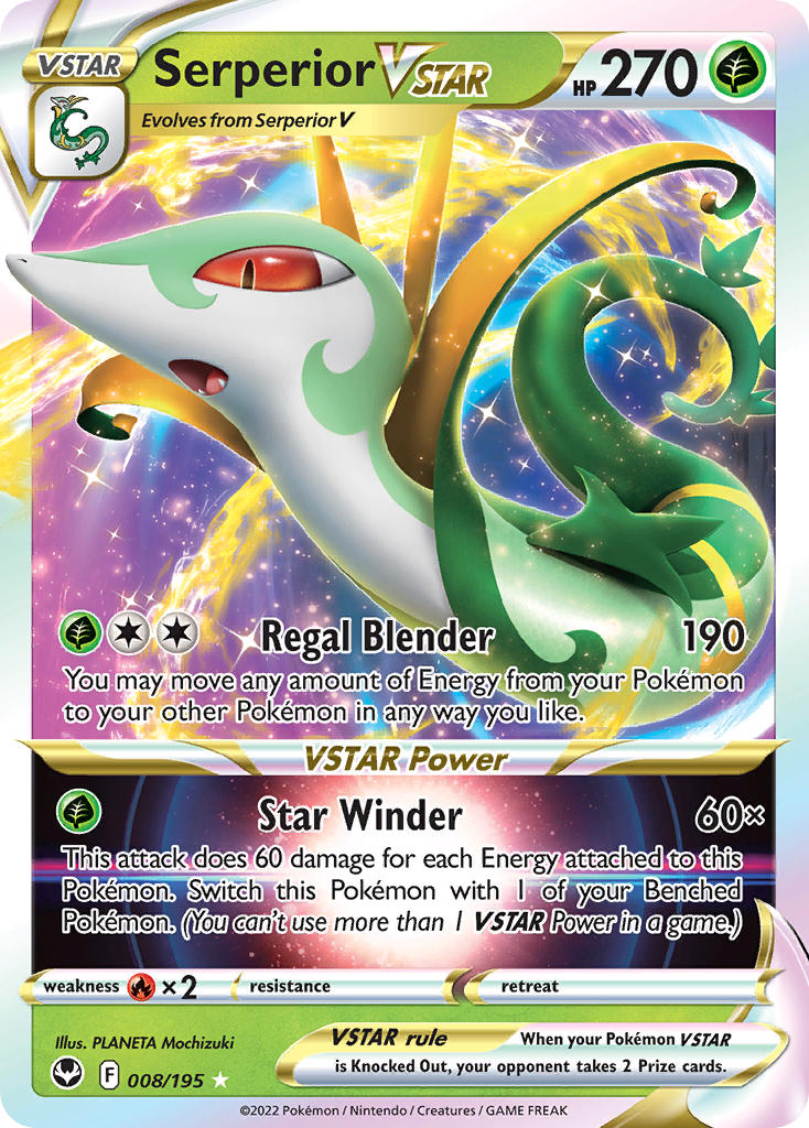 (008/195) Pokemon TCG Silver Tempest Single: Serperior VSTAR Ultra Rare