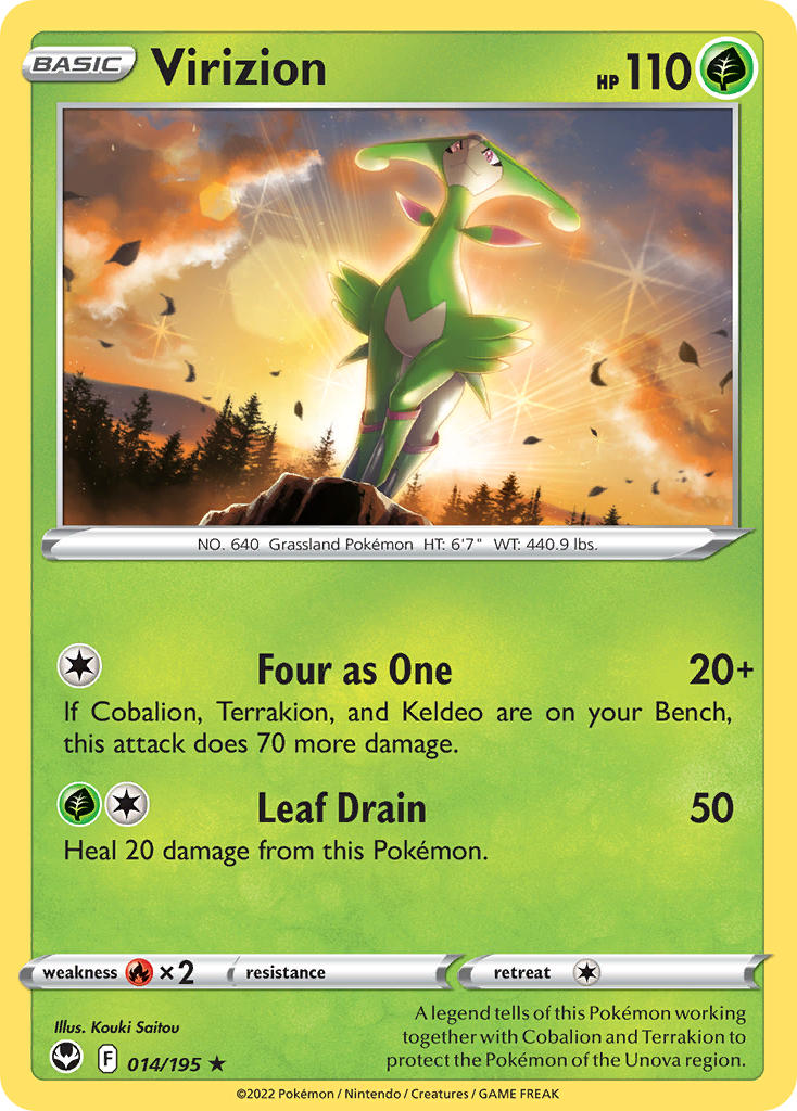 (014/195) Pokemon TCG Silver Tempest Single: Virizion Rare