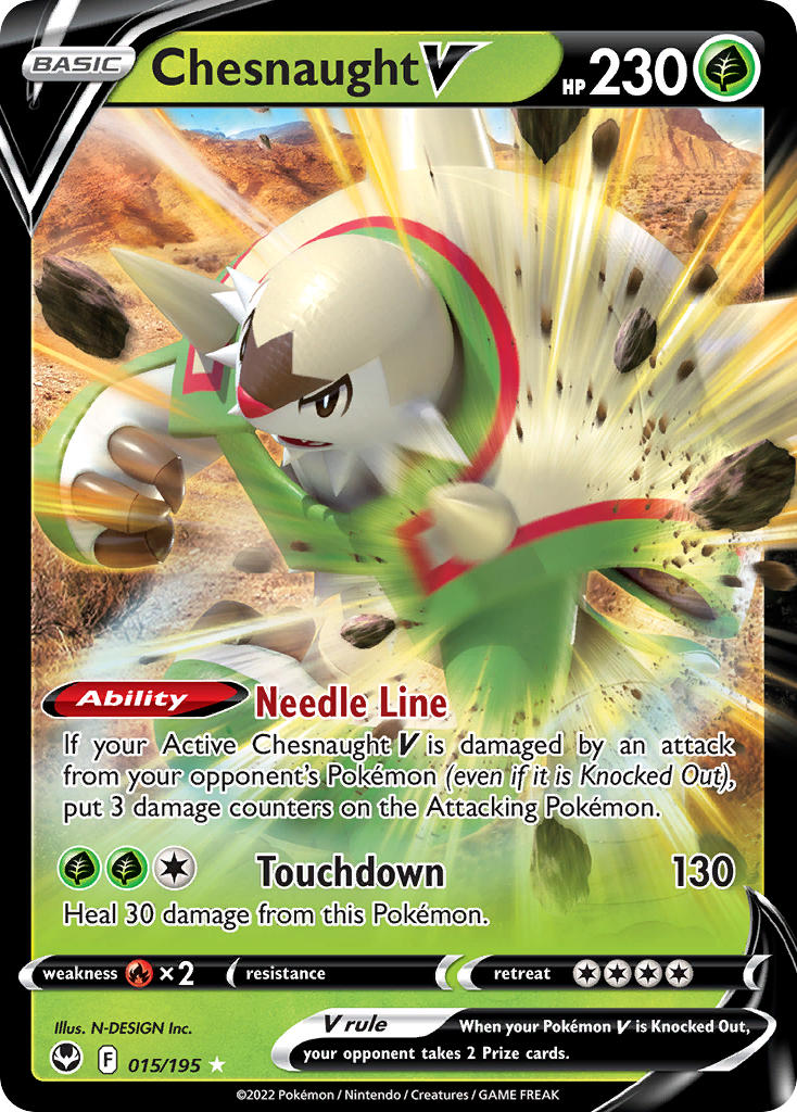 (015/195) Pokemon TCG Silver Tempest Single: Chesnaught V Ultra Rare