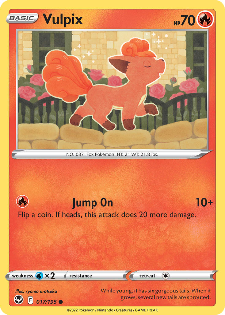 (017/195) Pokemon TCG Silver Tempest Single: Vulpix Common