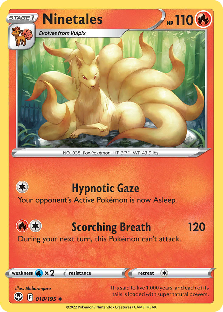 (018/195) Pokemon TCG Silver Tempest Single: Ninetales Uncommon
