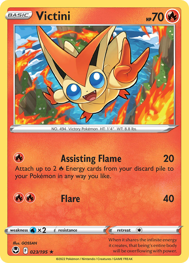 (023/195) Pokemon TCG Silver Tempest Single: Victini Reverse Holo Rare